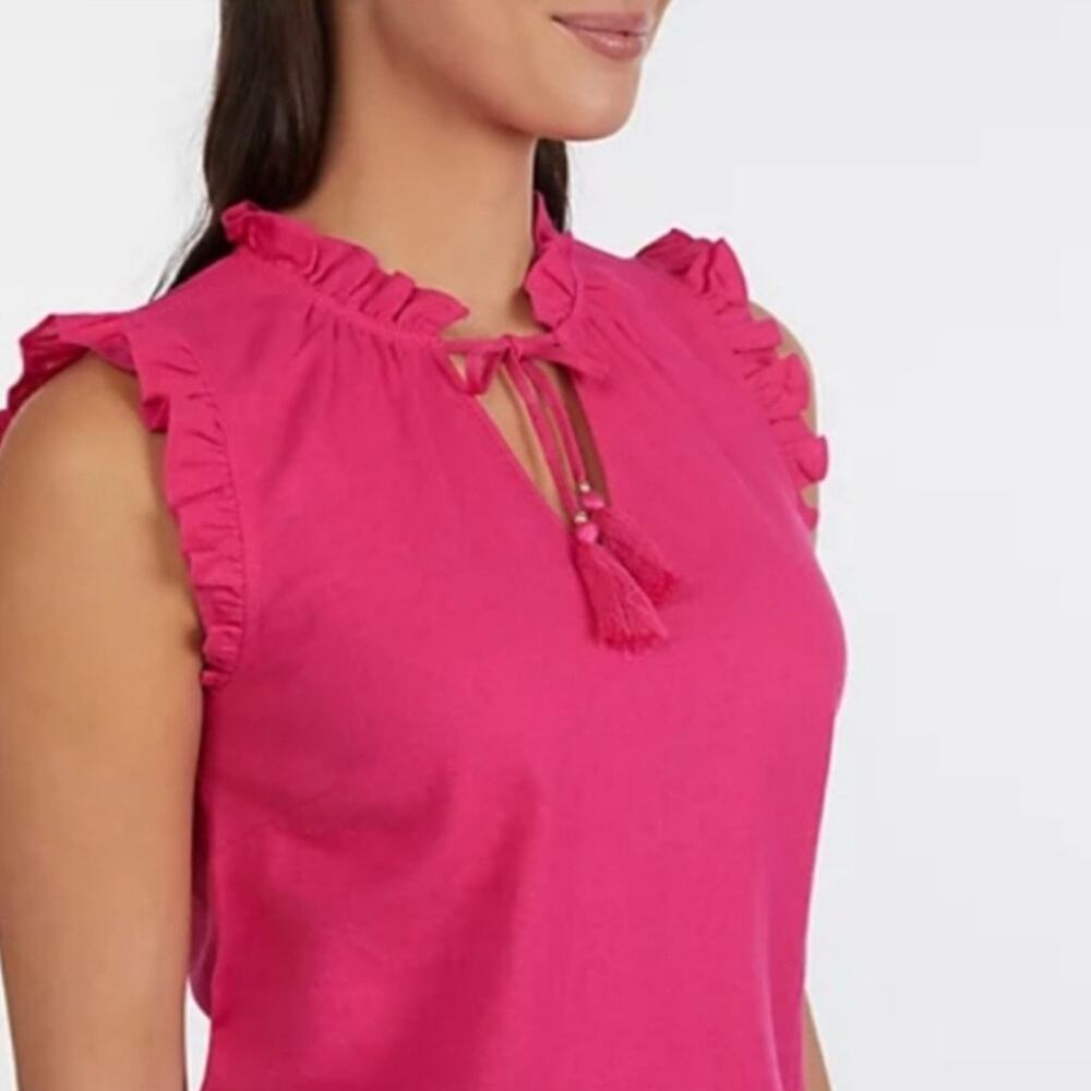 Ellen Tracy Fuchsia Ruffle Sleeveless Blouse XL NWT